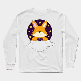 Fox Night Clouds Stars Long Sleeve T-Shirt